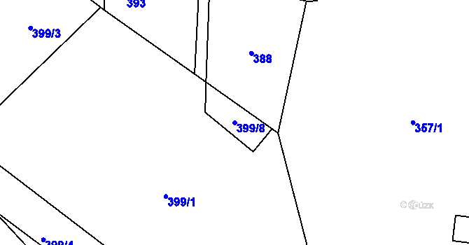 Parcela st. 399/8 v KÚ Slušovice, Katastrální mapa