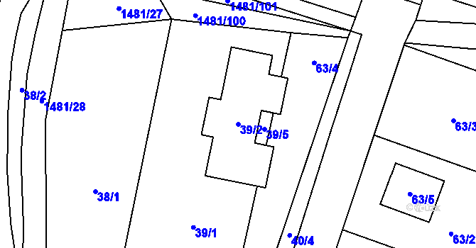 Parcela st. 39/2 v KÚ Slušovice, Katastrální mapa