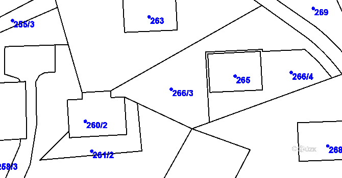Parcela st. 266/3 v KÚ Slušovice, Katastrální mapa