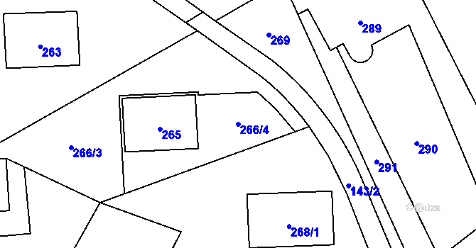 Parcela st. 266/4 v KÚ Slušovice, Katastrální mapa