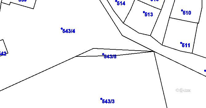 Parcela st. 543/5 v KÚ Slušovice, Katastrální mapa