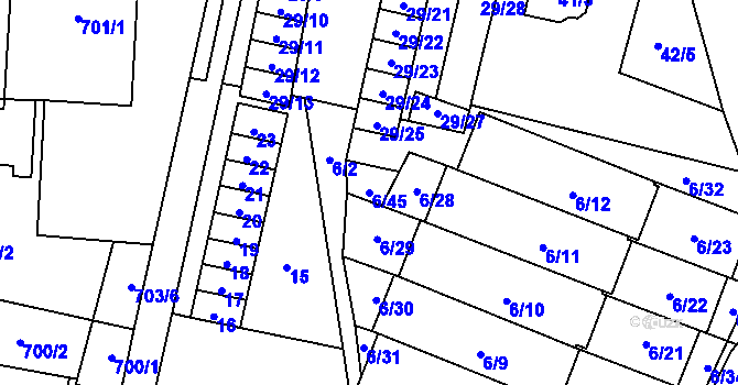 Parcela st. 6/45 v KÚ Slušovice, Katastrální mapa