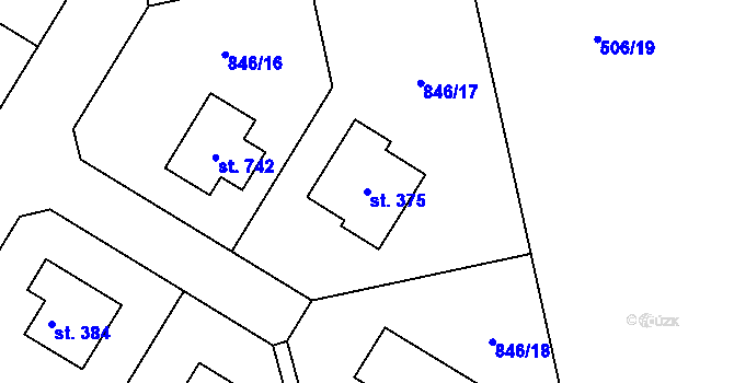 Parcela st. 375 v KÚ Sluštice, Katastrální mapa