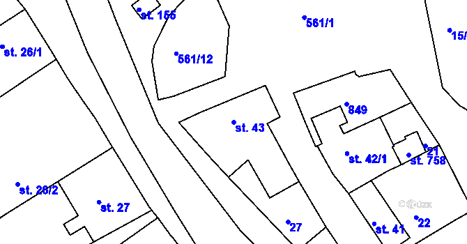 Parcela st. 43 v KÚ Sluštice, Katastrální mapa