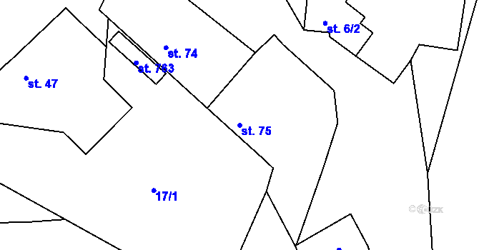 Parcela st. 75 v KÚ Sluštice, Katastrální mapa