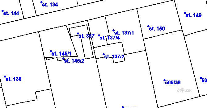 Parcela st. 137/2 v KÚ Sluštice, Katastrální mapa