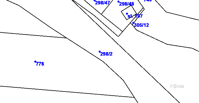 Parcela st. 298/2 v KÚ Sluštice, Katastrální mapa