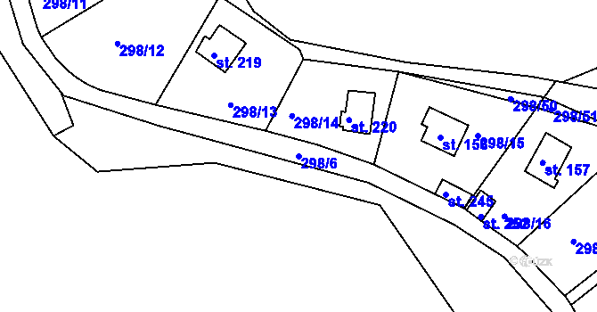 Parcela st. 298/6 v KÚ Sluštice, Katastrální mapa