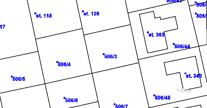 Parcela st. 506/3 v KÚ Sluštice, Katastrální mapa