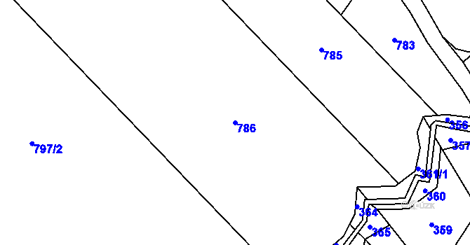 Parcela st. 786 v KÚ Sluštice, Katastrální mapa