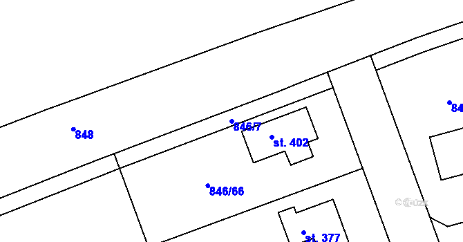 Parcela st. 846/7 v KÚ Sluštice, Katastrální mapa