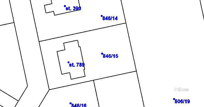 Parcela st. 846/15 v KÚ Sluštice, Katastrální mapa