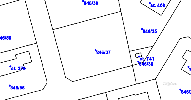 Parcela st. 846/37 v KÚ Sluštice, Katastrální mapa