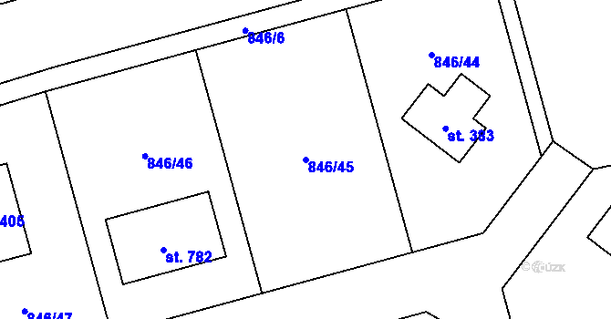 Parcela st. 846/45 v KÚ Sluštice, Katastrální mapa