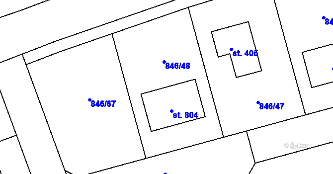 Parcela st. 846/48 v KÚ Sluštice, Katastrální mapa