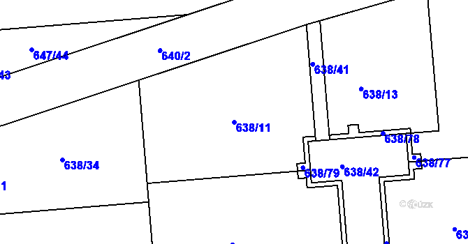 Parcela st. 638/11 v KÚ Sluštice, Katastrální mapa
