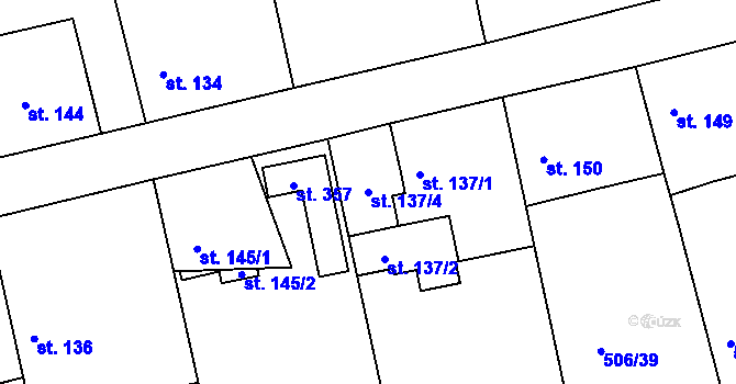 Parcela st. 137/4 v KÚ Sluštice, Katastrální mapa