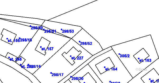 Parcela st. 298/52 v KÚ Sluštice, Katastrální mapa