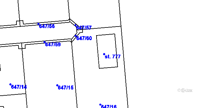 Parcela st. 777 v KÚ Sluštice, Katastrální mapa