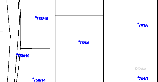Parcela st. 759/6 v KÚ Sluštice, Katastrální mapa