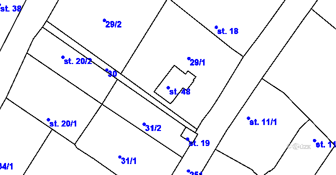 Parcela st. 48 v KÚ Buč, Katastrální mapa