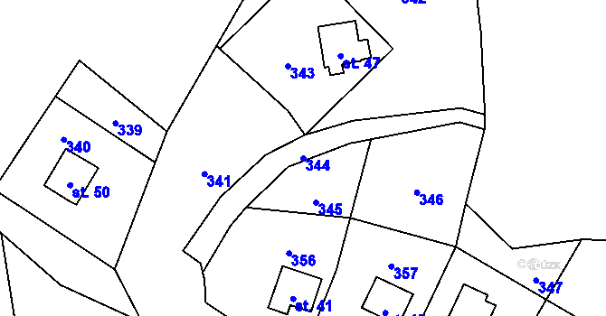 Parcela st. 344 v KÚ Buč, Katastrální mapa