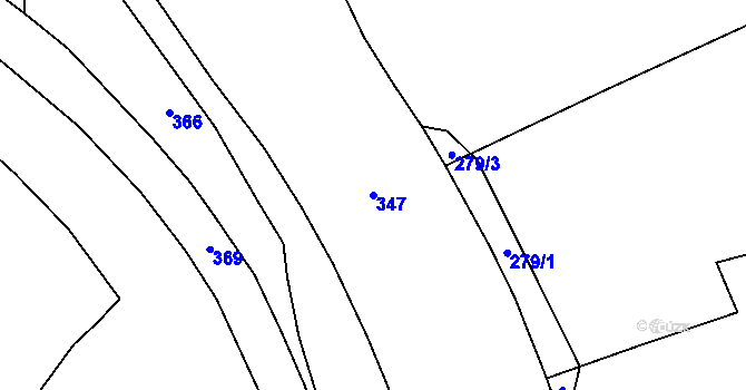 Parcela st. 347 v KÚ Služetín u Bezvěrova, Katastrální mapa