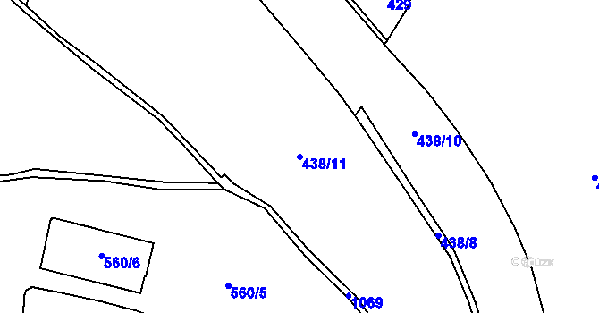 Parcela st. 438/11 v KÚ Služetín u Bezvěrova, Katastrální mapa