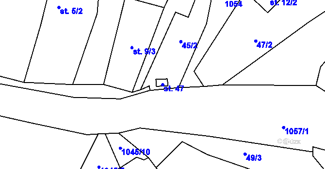 Parcela st. 47 v KÚ Služetín u Bezvěrova, Katastrální mapa