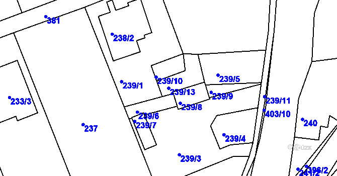 Parcela st. 239/13 v KÚ Služovice, Katastrální mapa