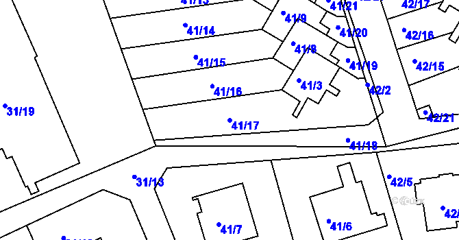 Parcela st. 41/17 v KÚ Služovice, Katastrální mapa