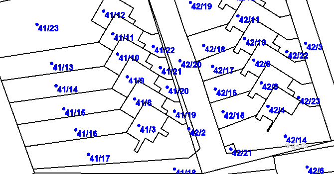 Parcela st. 41/20 v KÚ Služovice, Katastrální mapa