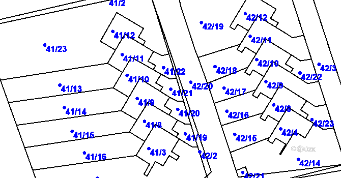 Parcela st. 41/21 v KÚ Služovice, Katastrální mapa