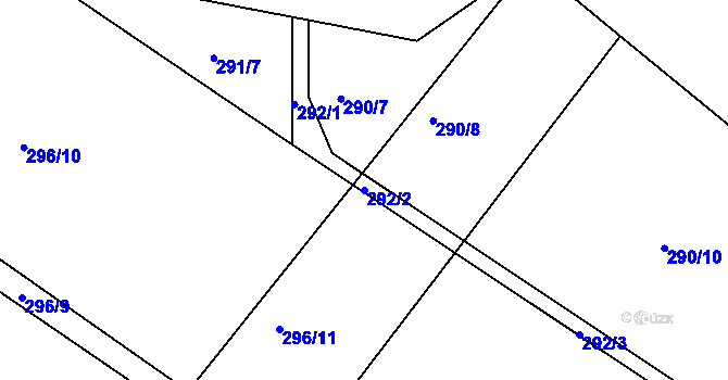 Parcela st. 292/2 v KÚ Služovice, Katastrální mapa