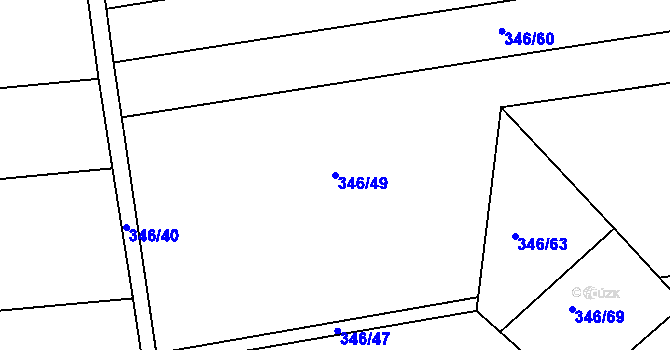 Parcela st. 346/49 v KÚ Služovice, Katastrální mapa