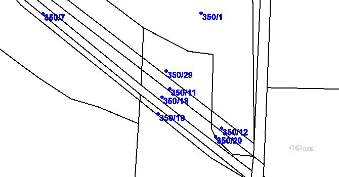 Parcela st. 350/11 v KÚ Služovice, Katastrální mapa
