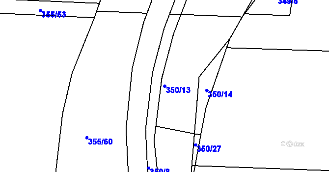 Parcela st. 350/13 v KÚ Služovice, Katastrální mapa