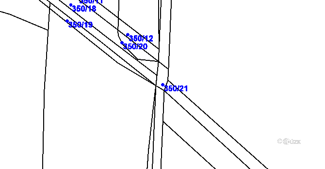 Parcela st. 350/21 v KÚ Služovice, Katastrální mapa