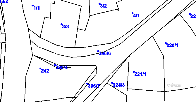 Parcela st. 396/6 v KÚ Služovice, Katastrální mapa