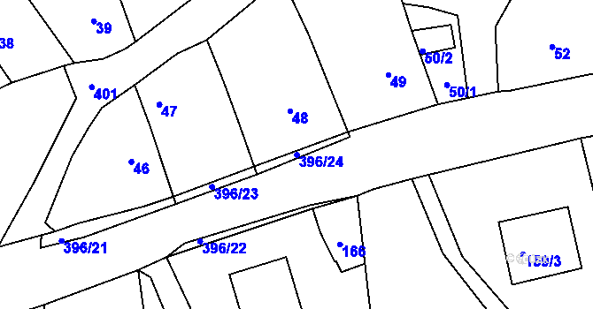 Parcela st. 396/24 v KÚ Služovice, Katastrální mapa