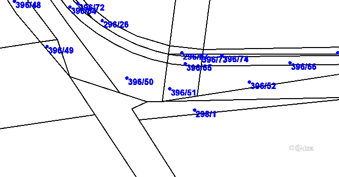 Parcela st. 396/51 v KÚ Služovice, Katastrální mapa