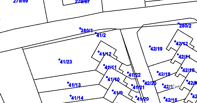 Parcela st. 41/12 v KÚ Služovice, Katastrální mapa