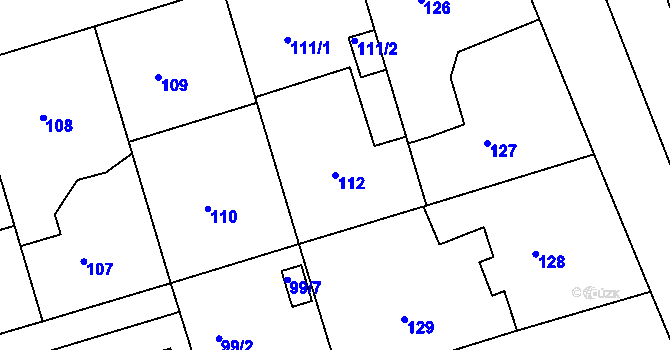Parcela st. 112 v KÚ Služovice, Katastrální mapa