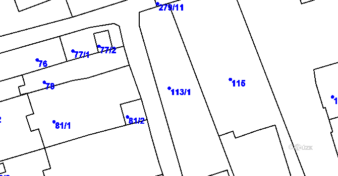 Parcela st. 113/1 v KÚ Služovice, Katastrální mapa
