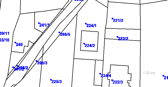 Parcela st. 224/2 v KÚ Služovice, Katastrální mapa