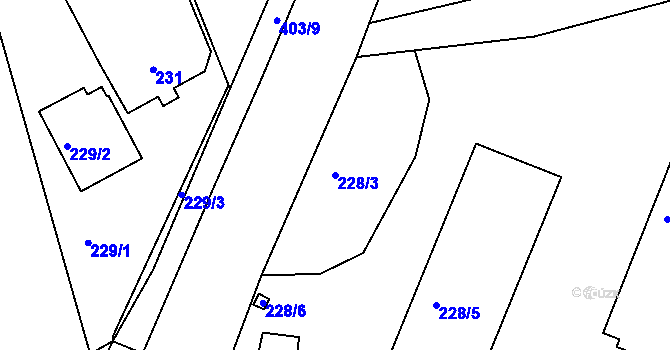Parcela st. 228/3 v KÚ Služovice, Katastrální mapa