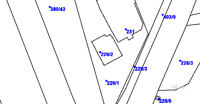 Parcela st. 229/2 v KÚ Služovice, Katastrální mapa