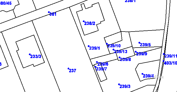 Parcela st. 239/1 v KÚ Služovice, Katastrální mapa