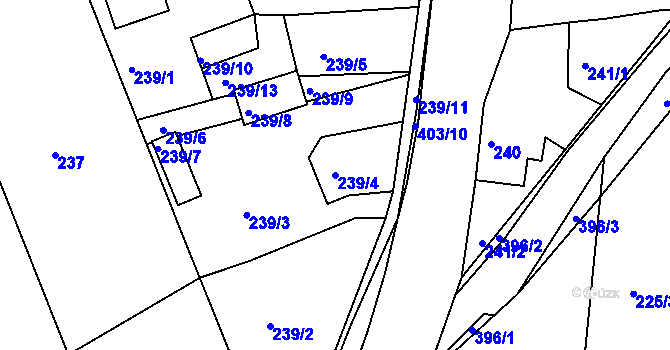 Parcela st. 239/4 v KÚ Služovice, Katastrální mapa