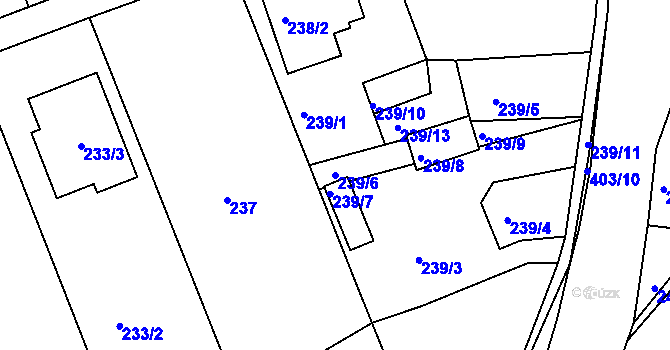Parcela st. 239/6 v KÚ Služovice, Katastrální mapa